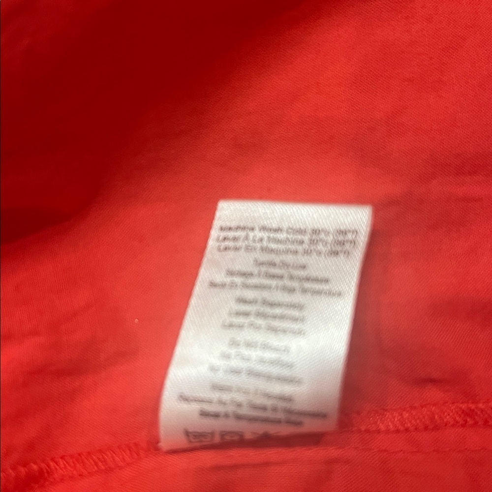 Sundry x Evereve The Anywhere dress cotton poplin tiered bright coral L - Picture 9 of 11